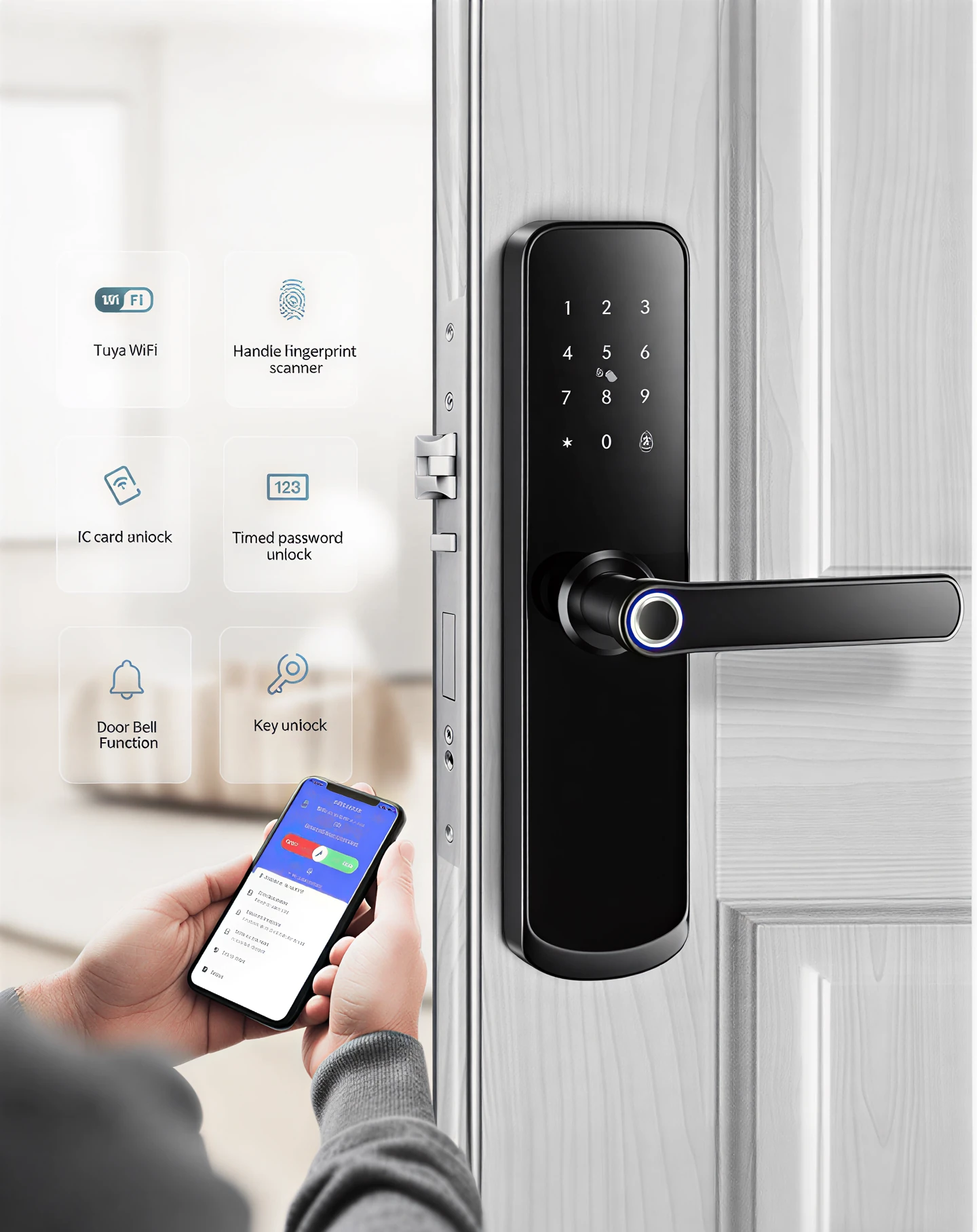 HomeKT 260A Multi-Functional Smart Door Handle (5-in-1 Keyless Entry) - Image 2