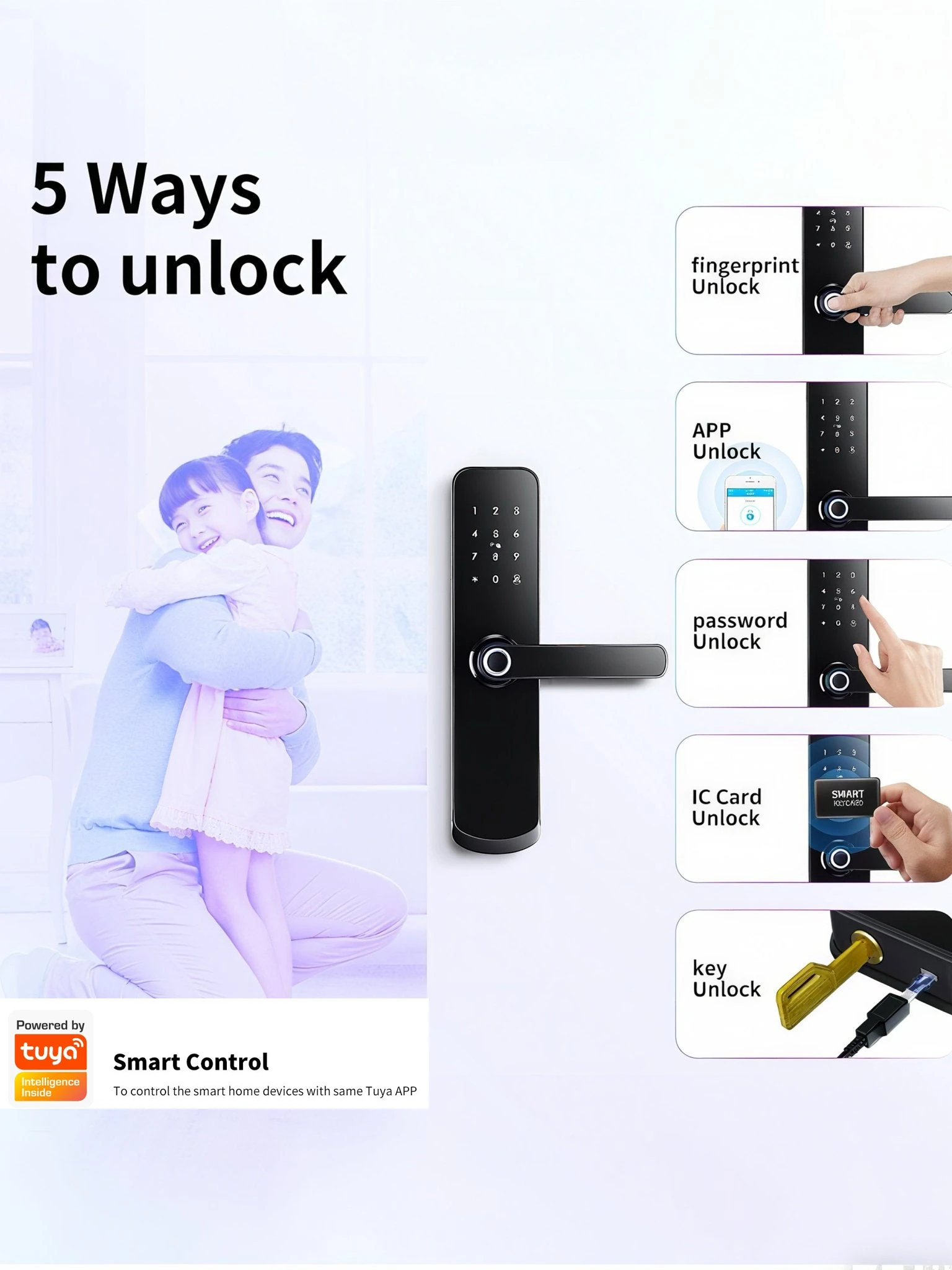 HomeKT 260A Multi-Functional Smart Door Handle (5-in-1 Keyless Entry) - Image 4
