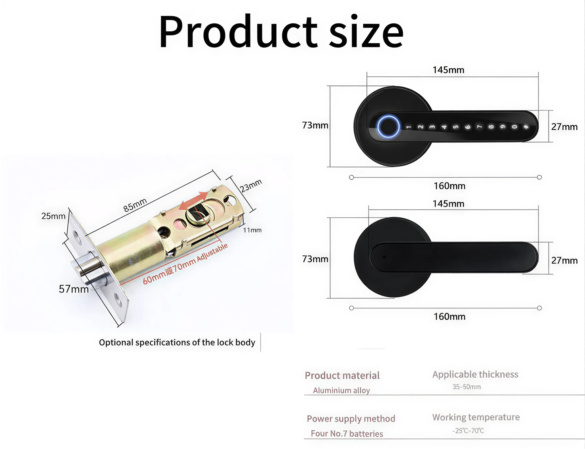HomeKT B06 Smart Door Handle Lock (Tuya App & Fingerprint Keyless Entry) - Image 4