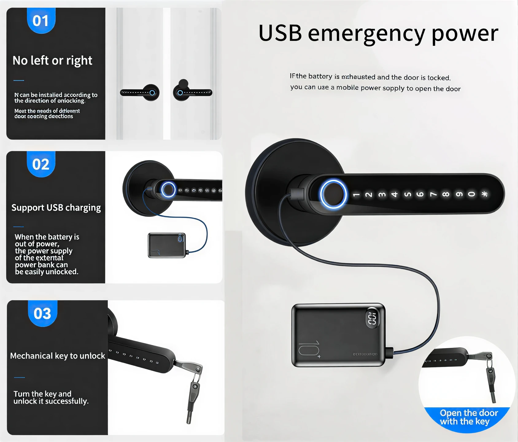 HomeKT B06 Smart Door Handle Lock (Tuya App & Fingerprint Keyless Entry) - Image 3