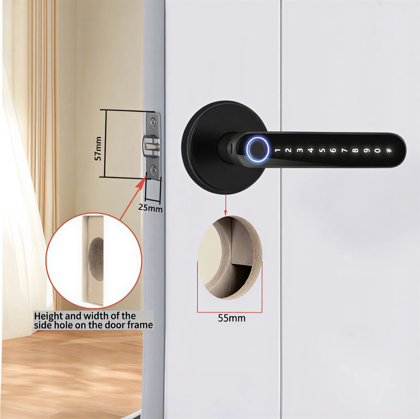 HomeKT B06 Smart Door Handle Lock (Tuya App & Fingerprint Keyless Entry) - Image 2